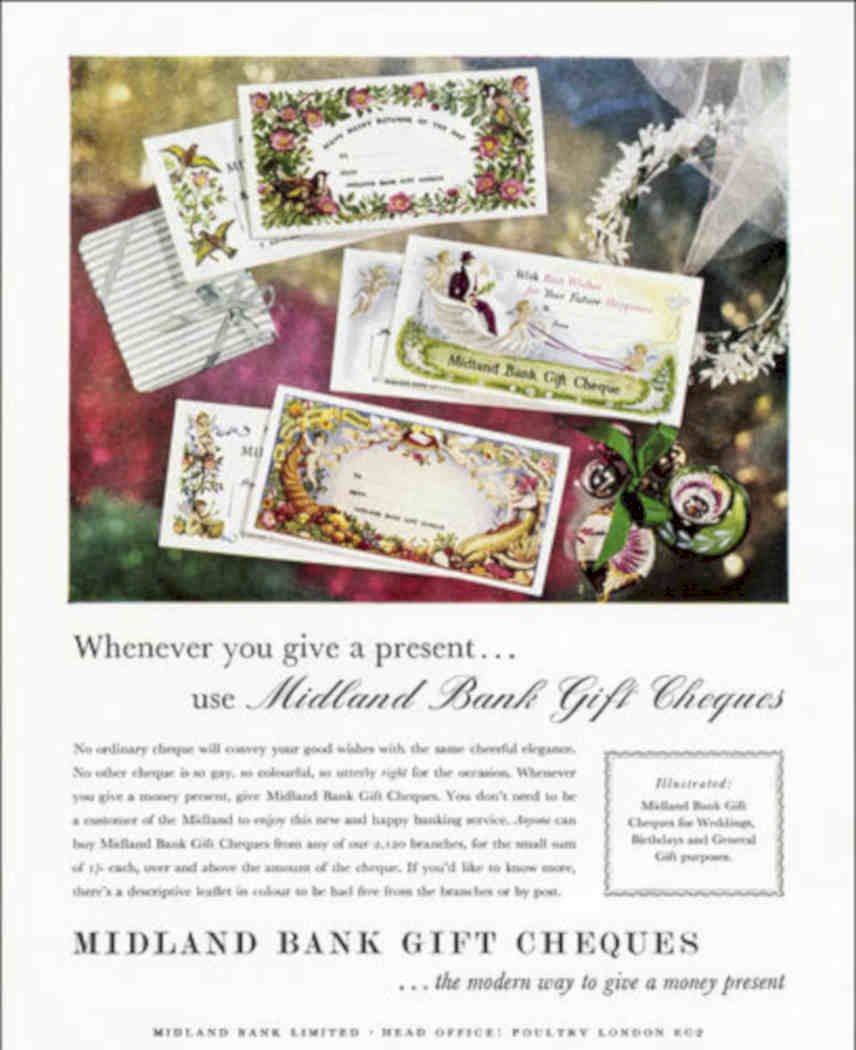 Midland Gift Cheques Vintage Retro Advert Poster A4 Photo Print