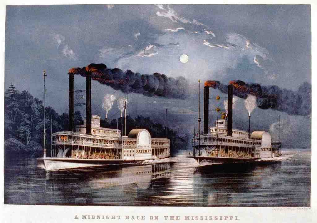 Midnight Race Ship Vintage A4 Photo Print