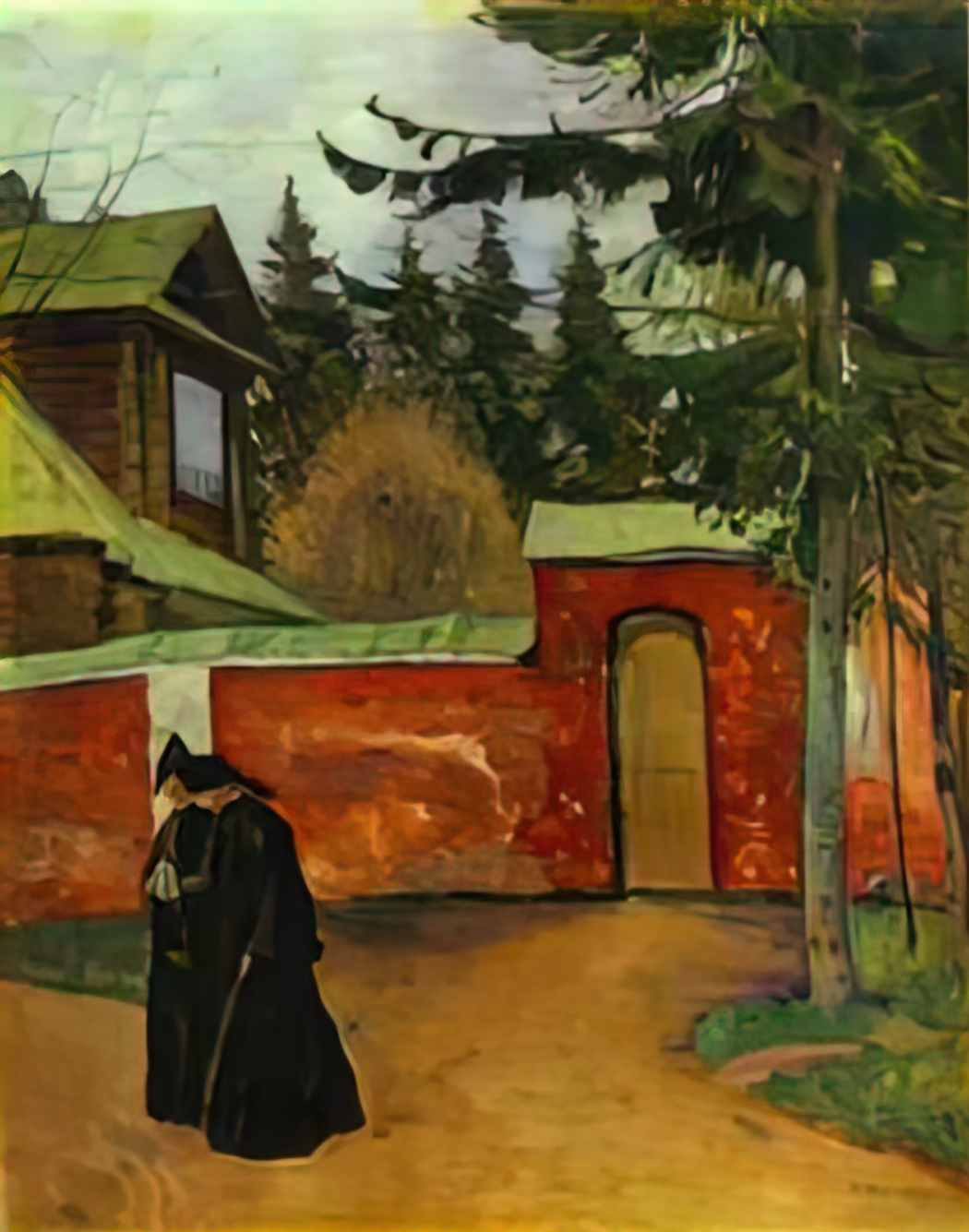 Mikhail Nesterov by a monastery entrance 1925 Art A4 Photo Print