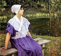 Mikhail Nesterov girl by a pond portrait of natalia nesterova 1923 Art A4 Photo Print