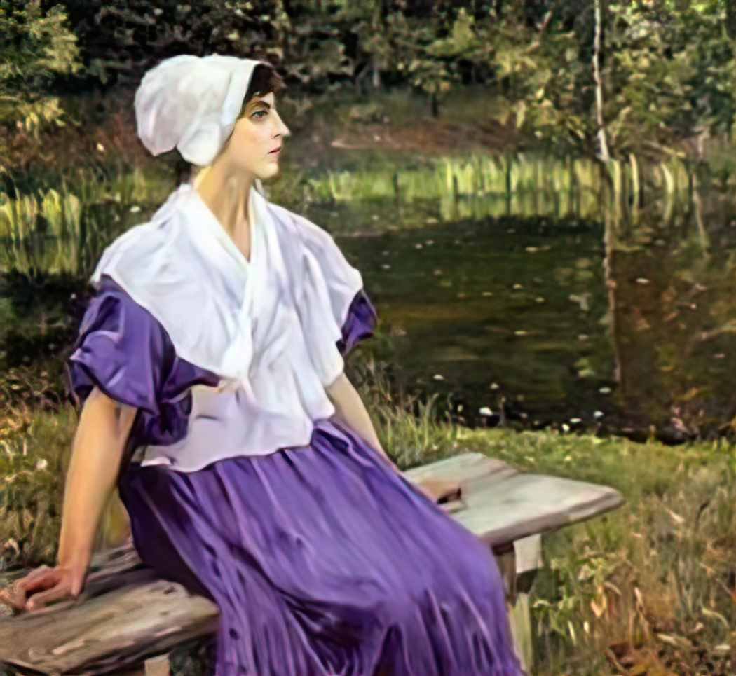 Mikhail Nesterov girl by a pond portrait of natalia nesterova 1923 Art A4 Photo Print