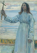 Mikhail Nesterov novice with a cross Art A4 Photo Print
