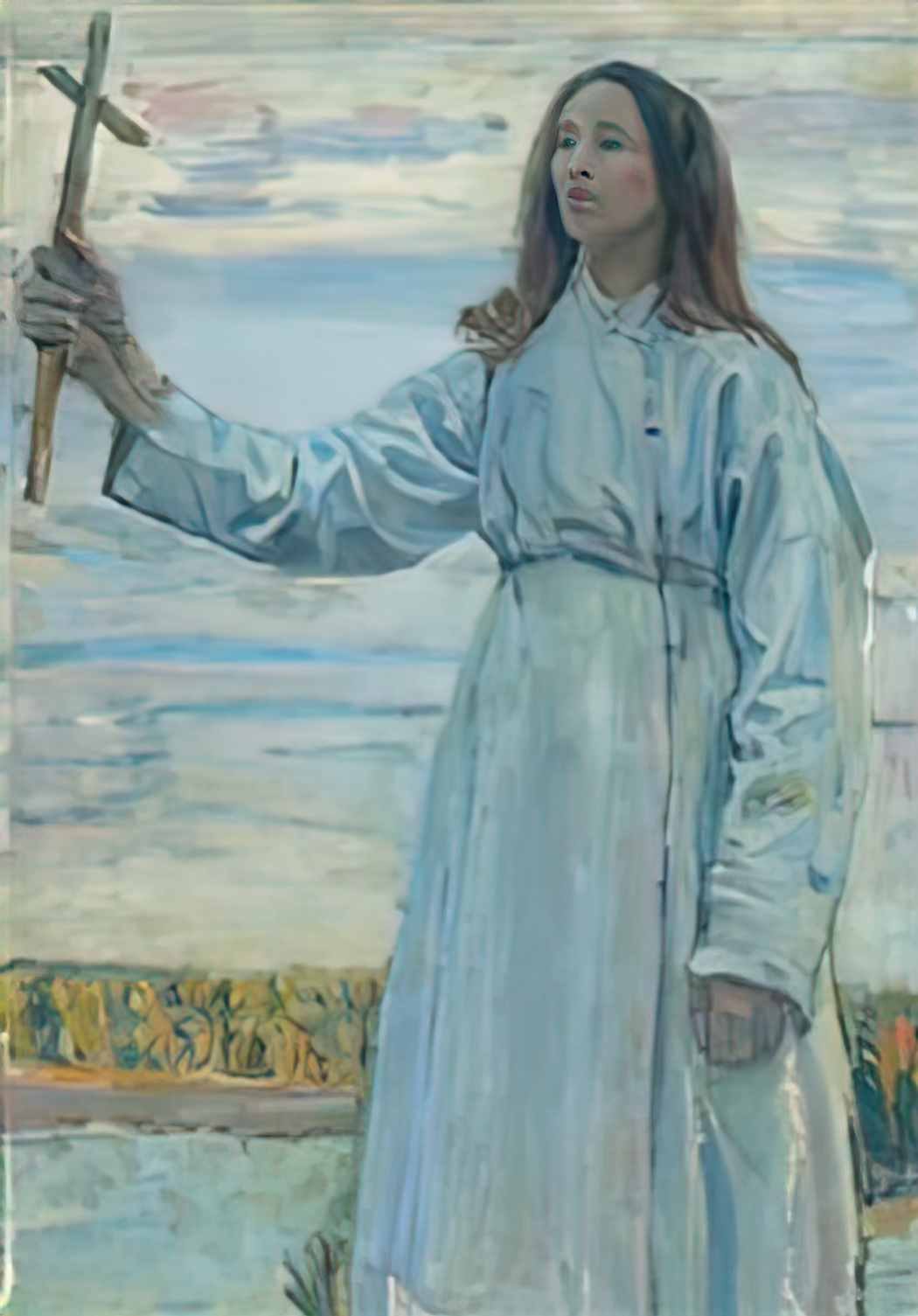 Mikhail Nesterov novice with a cross Art A4 Photo Print