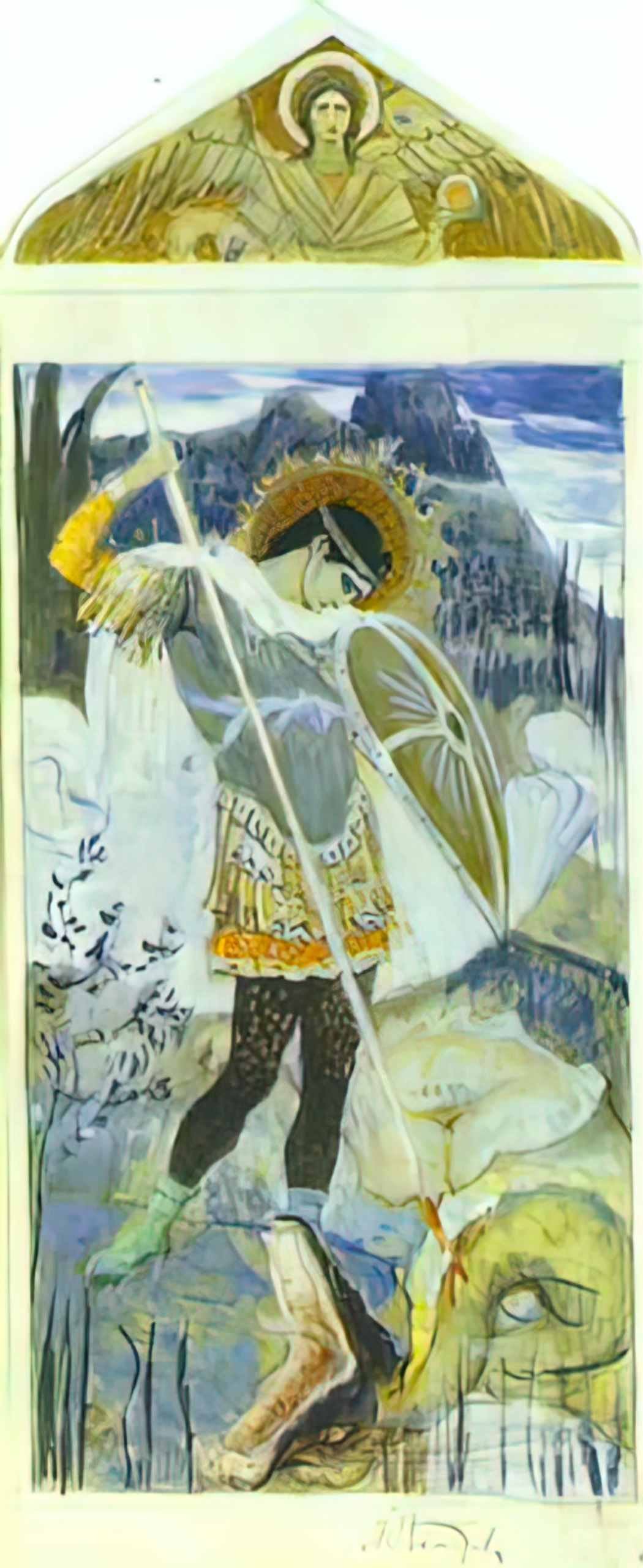 Mikhail Nesterov st george and dragon 1900 Art A4 Photo Print