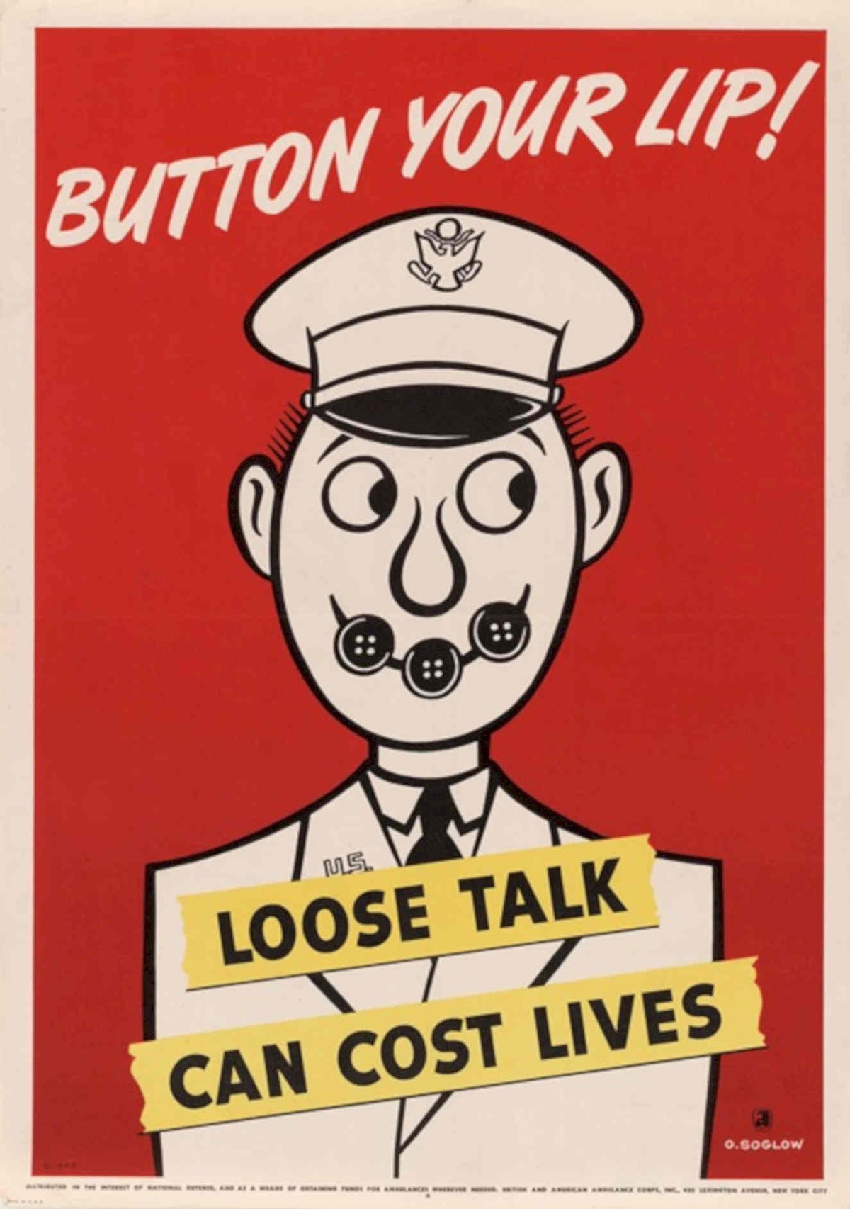 Military Officer Button American World War II Advert Poster
