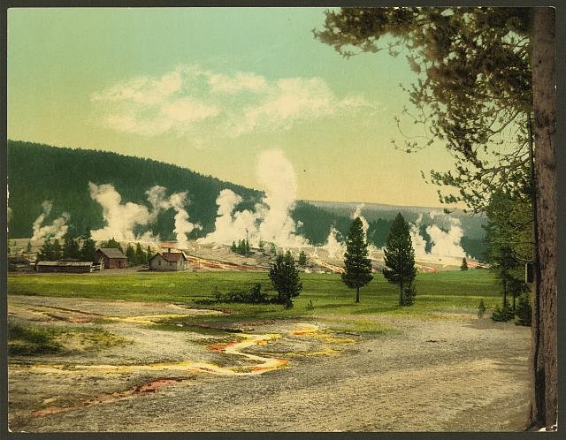 Military Post and giantess group Yellowstone Park Vintage A4 Photo Print