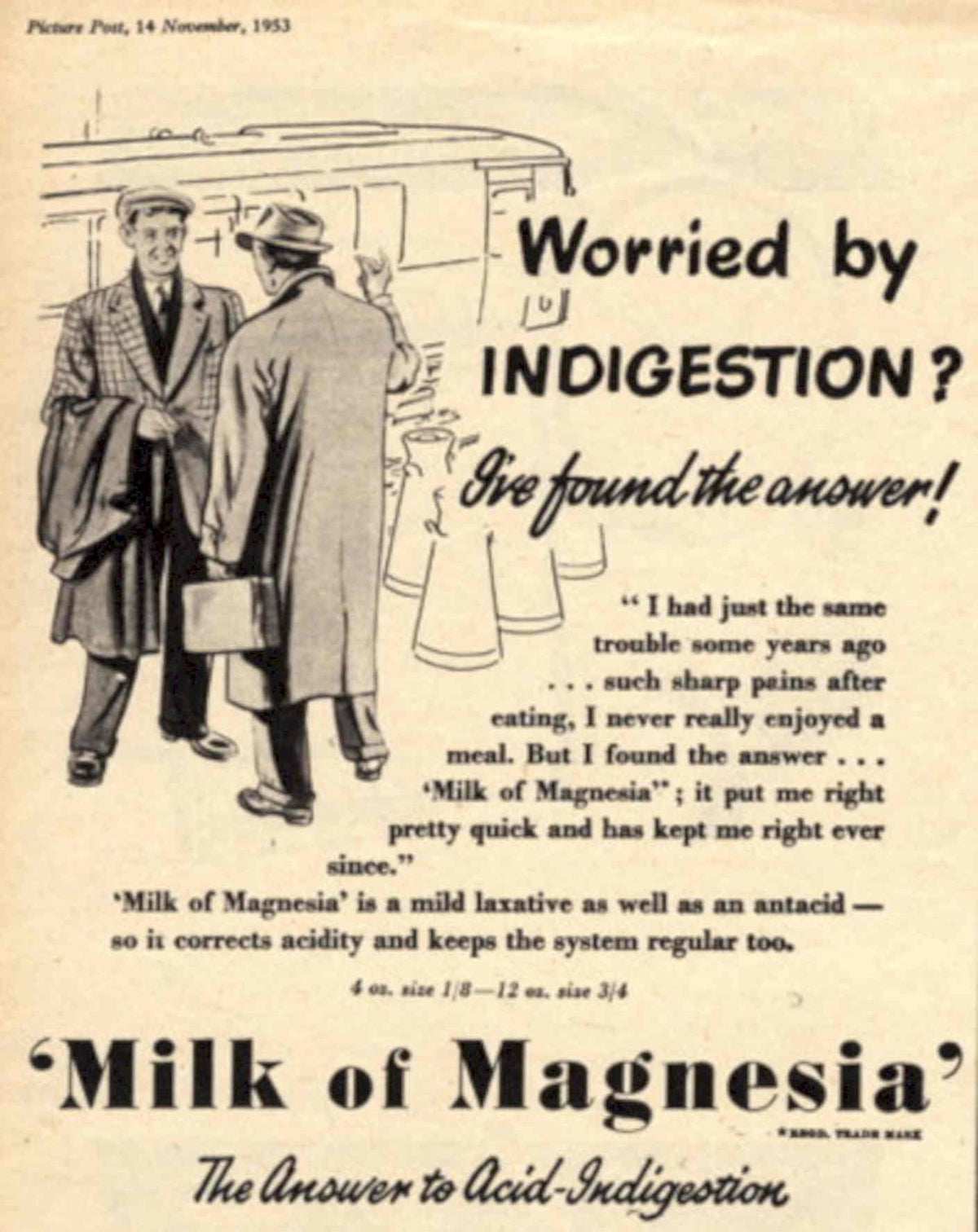 Milk Magnesia Roadside 1950s Vintage Retro Advert Poster