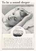 Milk Sleep Woman 1930s Vintage Retro Advert Poster