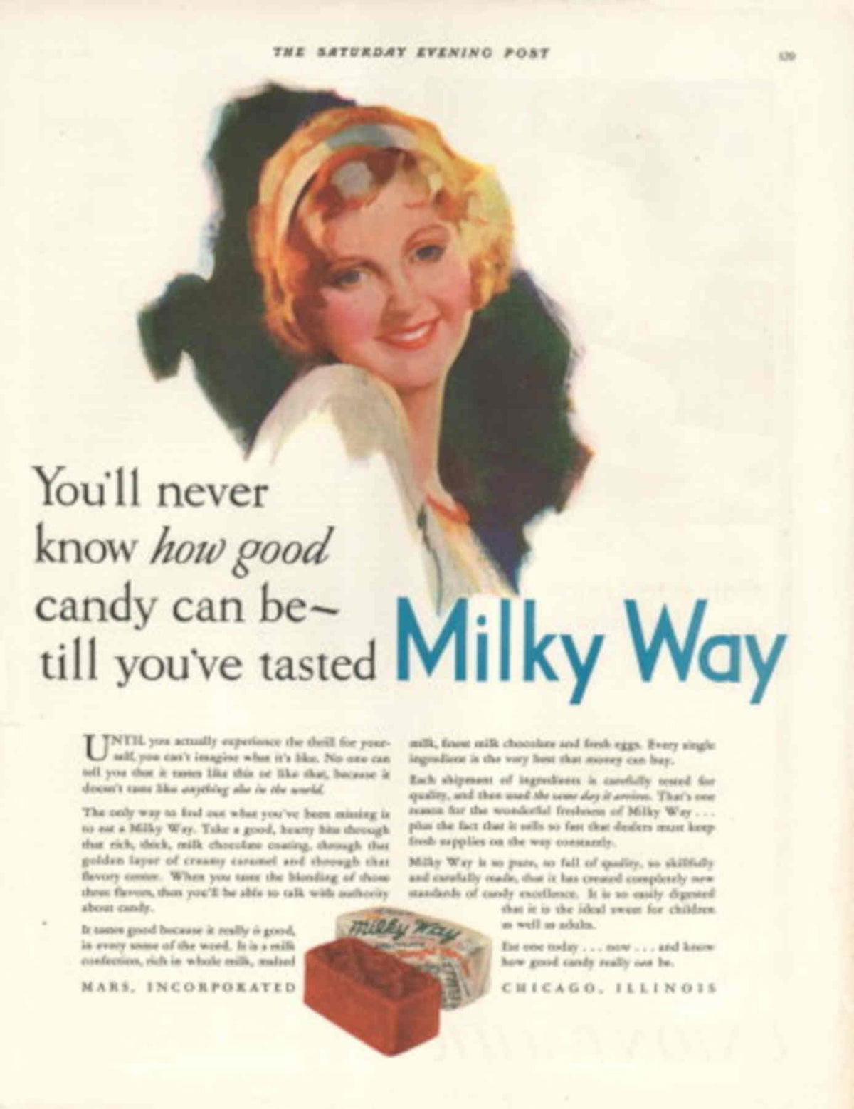 Milky Way Candy 1930s Vintage Retro Advert Poster
