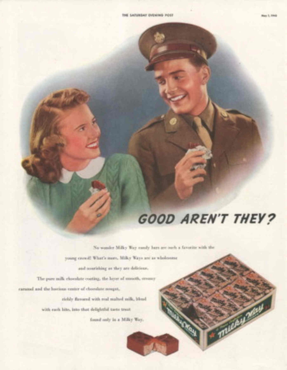 Milky Way Soldiers 1940s Vintage Retro Advert Poster