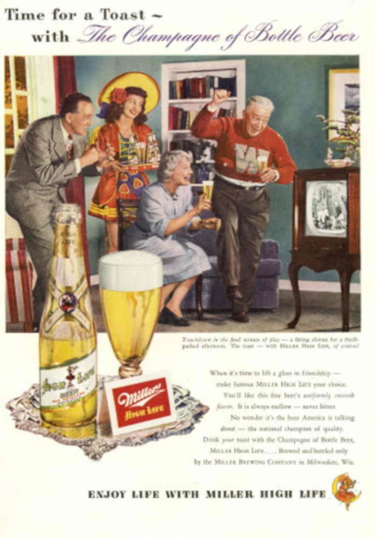 Miller High Life 3 1940s Vintage Retro Advert Poster
