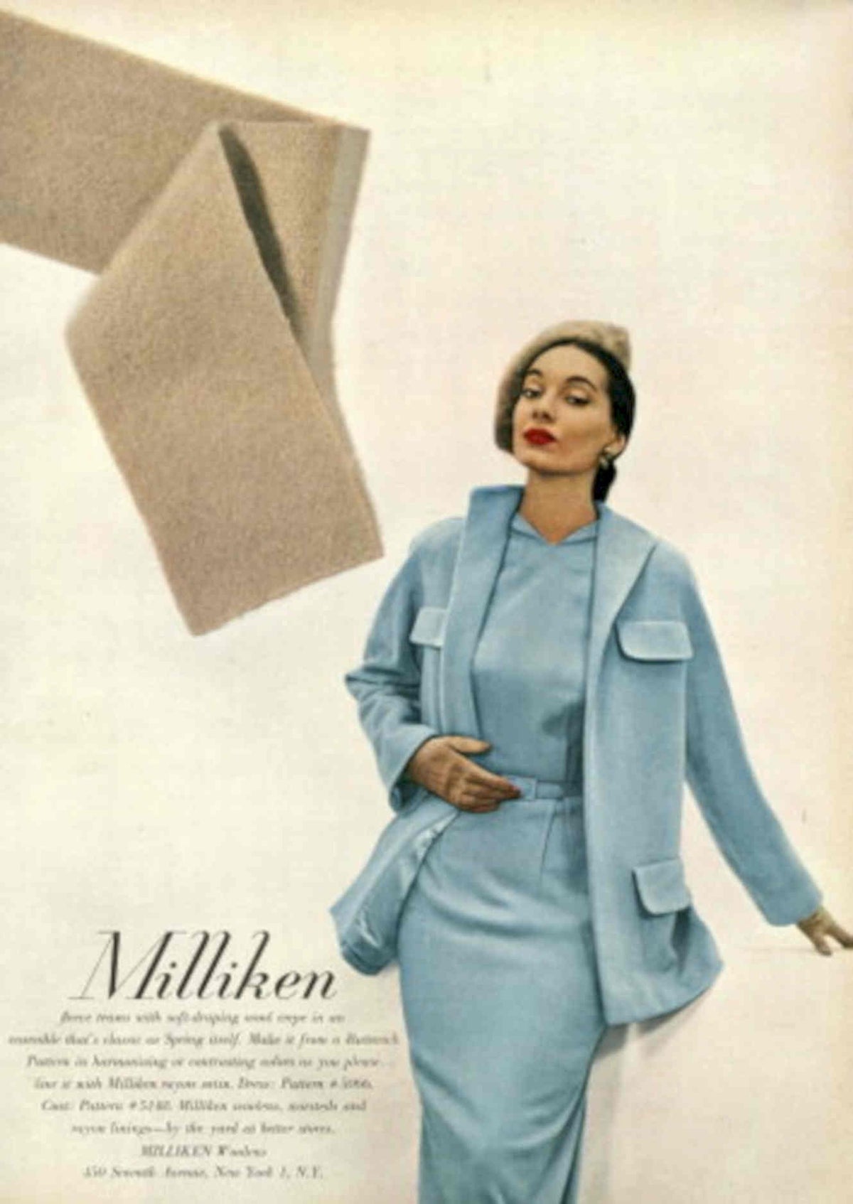 Milliken Suit Fabric 1940s Vintage Retro Advert Poster