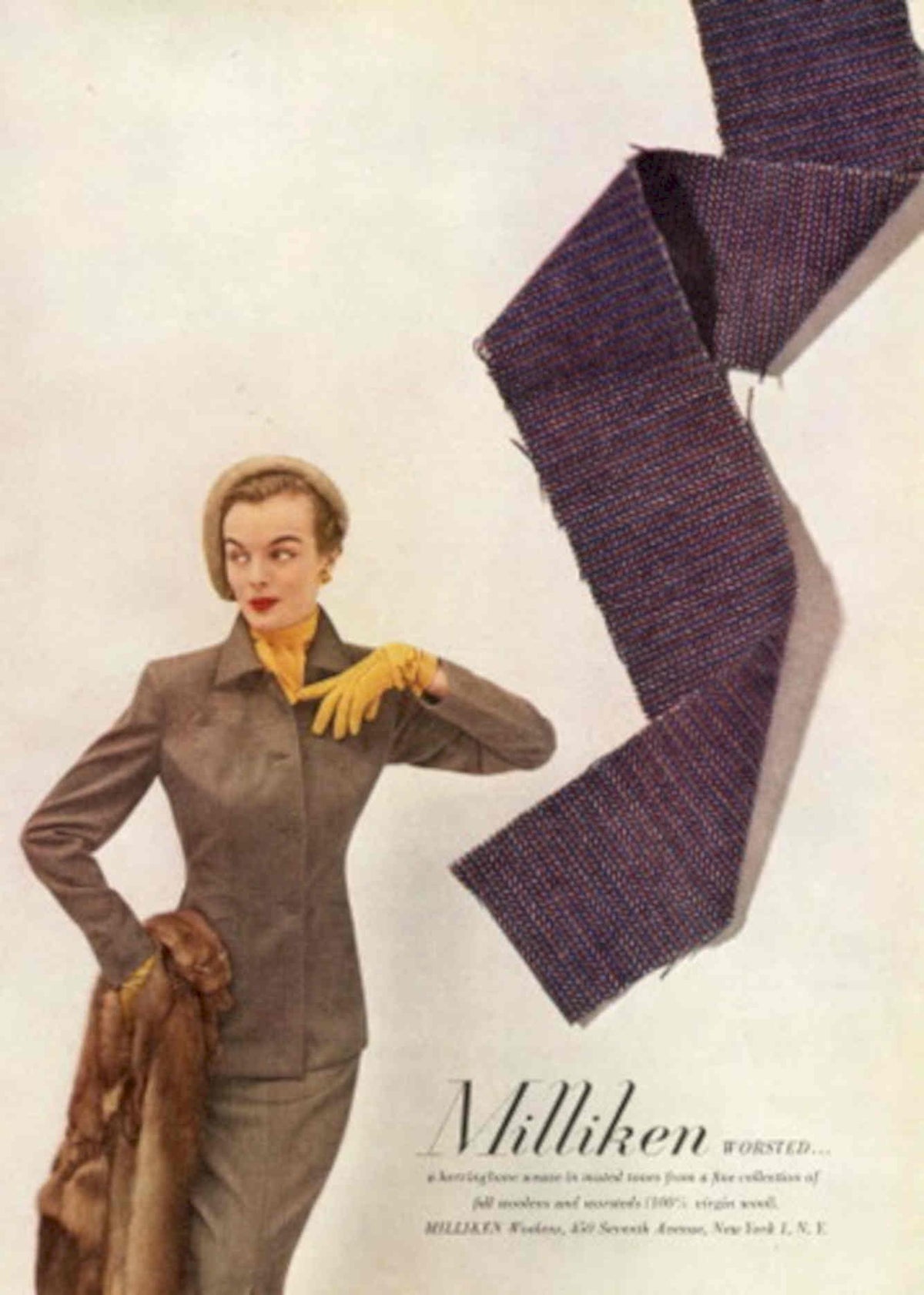 Milliken Woasted Suit 1940s Vintage Retro Advert Poster