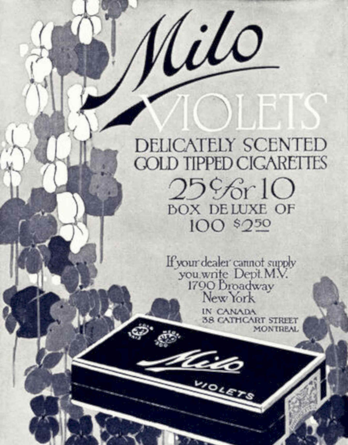 Milo Violets Cigarettes Vintage Retro Advert Poster A4 Photo Print