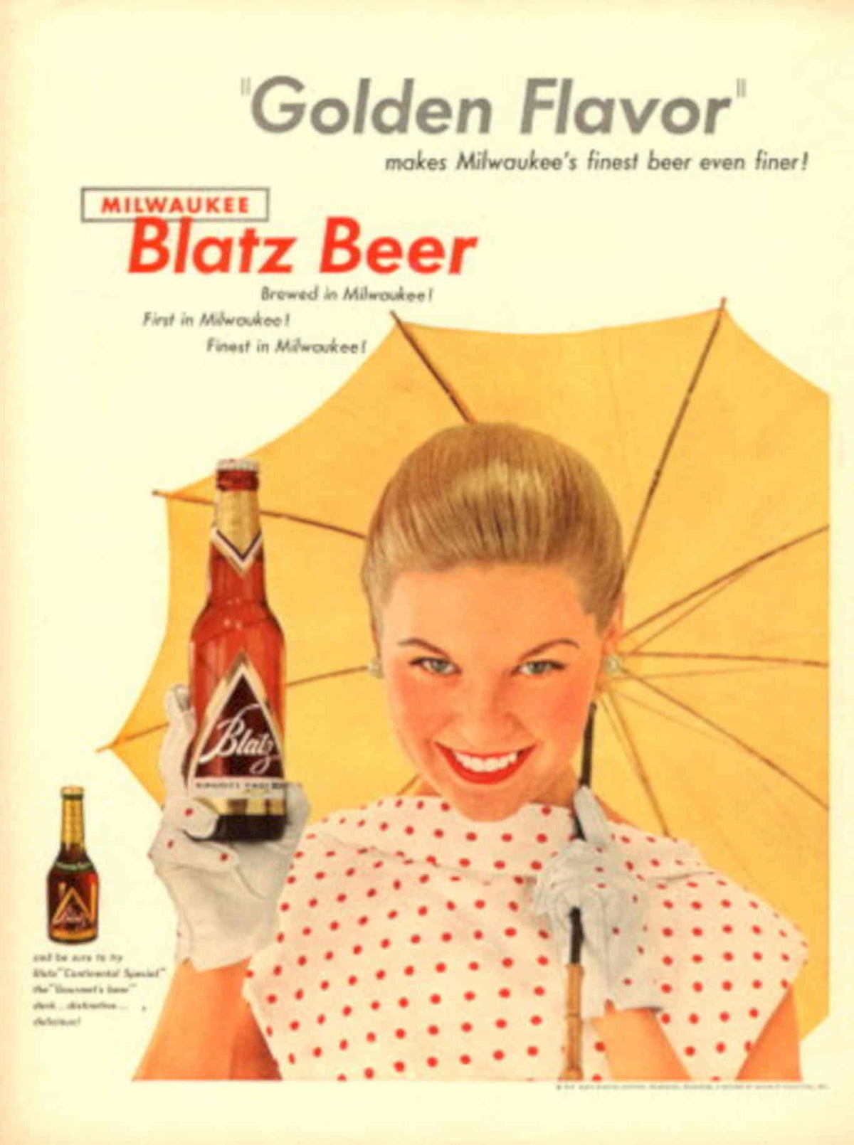 Milwaukee Blatz Beer 1950s Vintage Retro Advert Poster