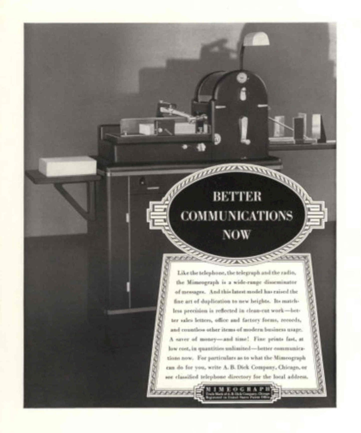 Mimeograph Machine 1930s Vintage Retro Advert Poster