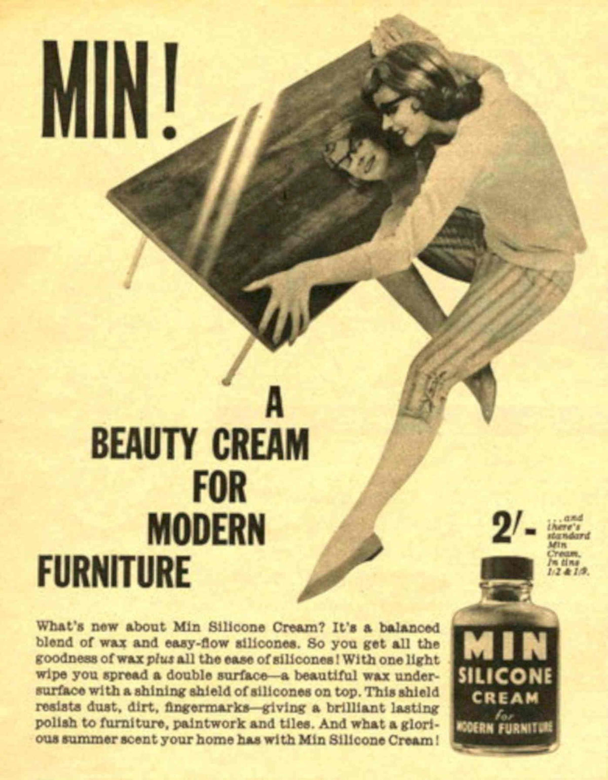 Min Silicone Cream 1950s Vintage Retro Advert Poster