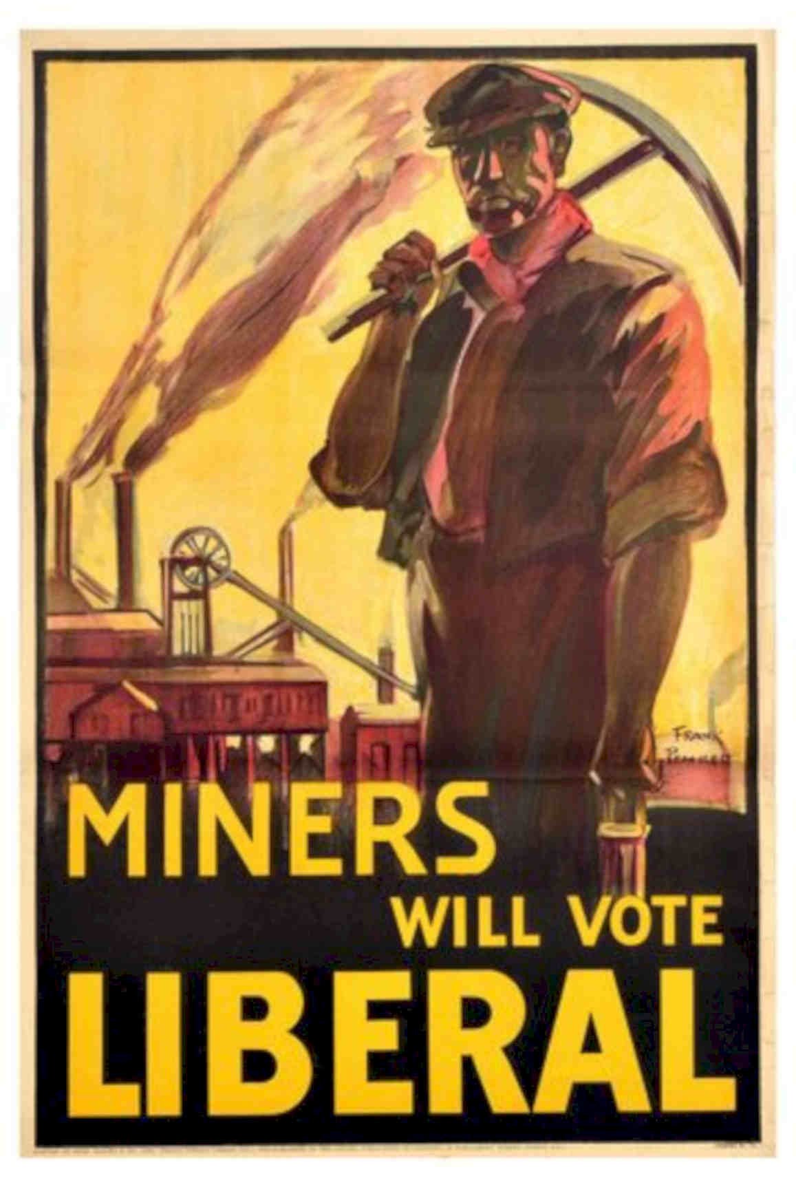 Miner Vote Liberal Vintage Retro Advert Poster A4 Photo Print