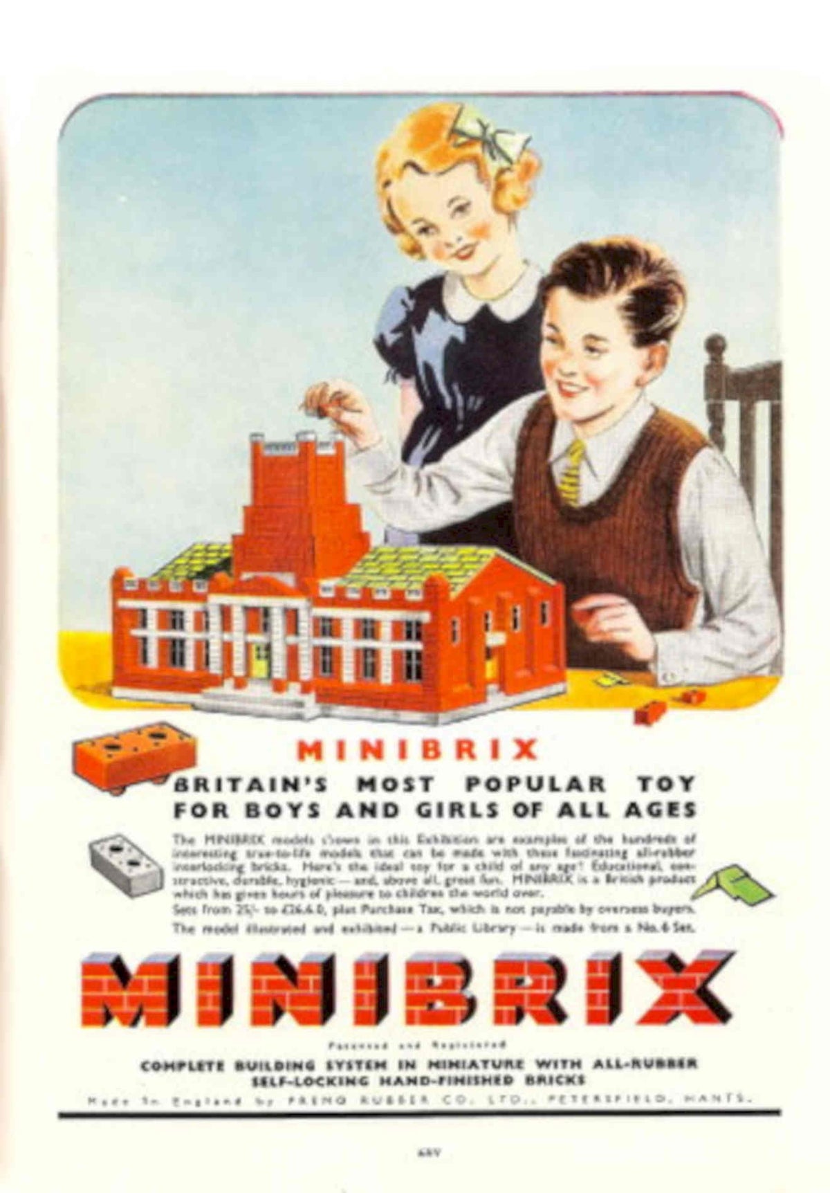 Minibrix Bricks Building 1950s Vintage Retro Advert Poster