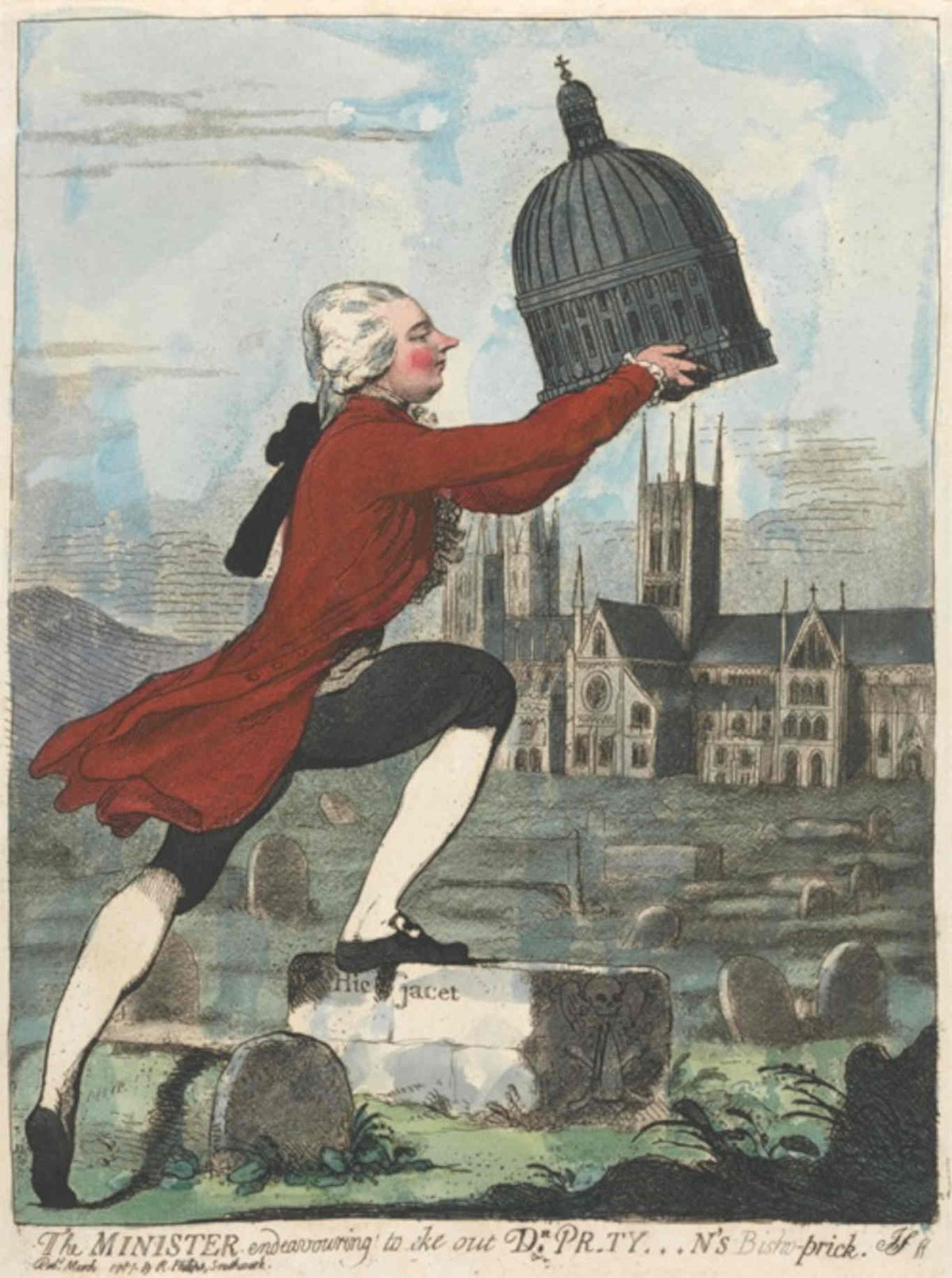 Minister Birdcage Cathedral GB Cartoon Vintage Retro Advert Poster