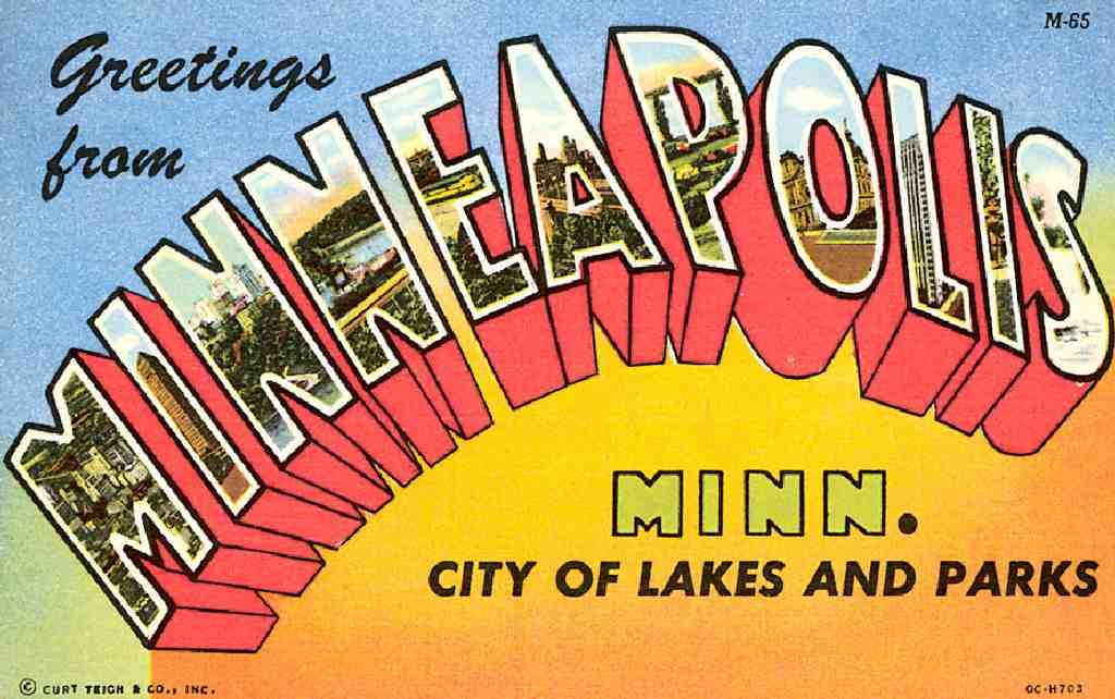 Minneapolis Luggage Label Vintage A4 Photo Print