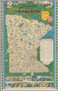 Minnesota Map 1937 Vintage Retro Advert Poster