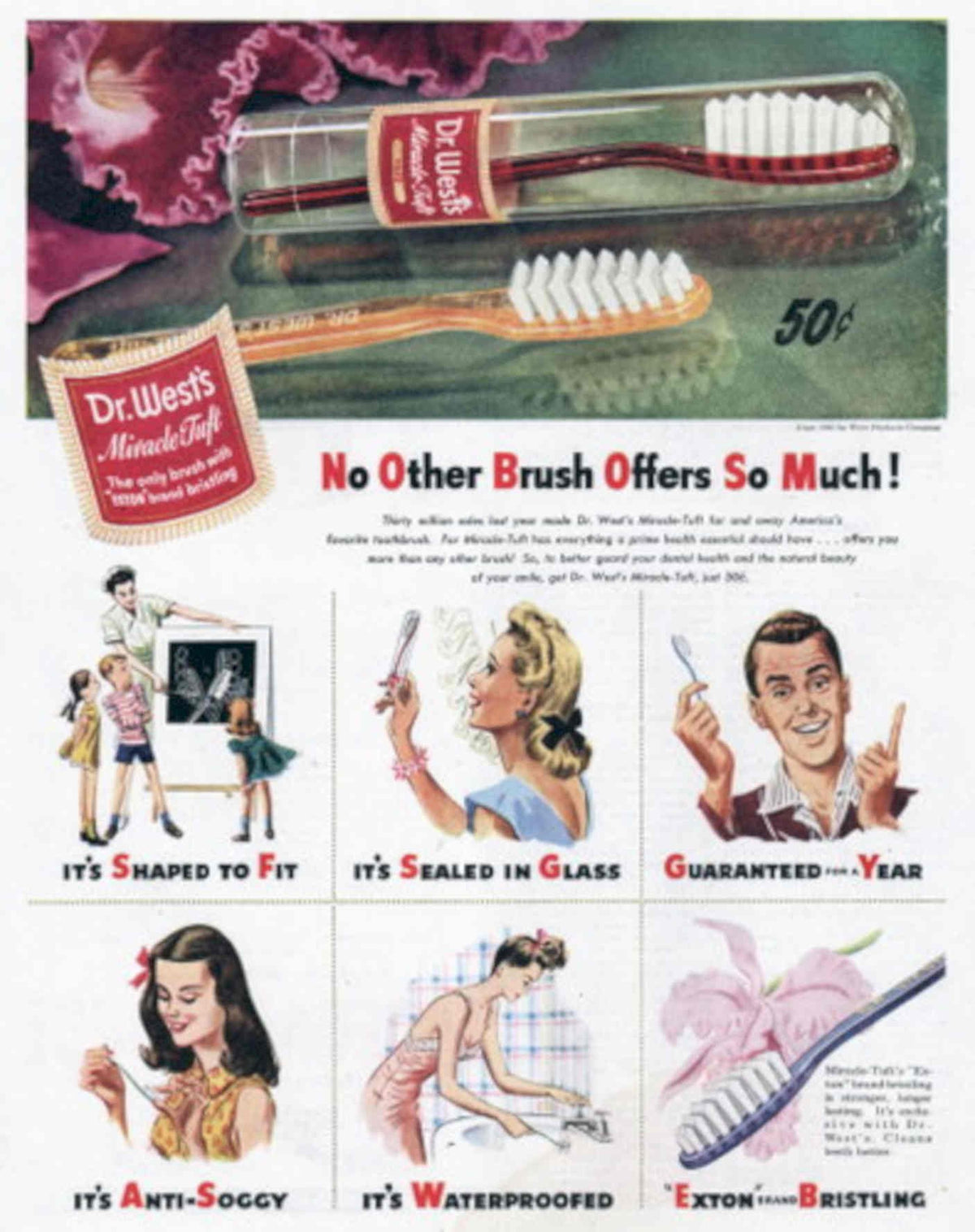 Miracle Tuff Toothbrush 1930s Vintage Retro Advert Poster