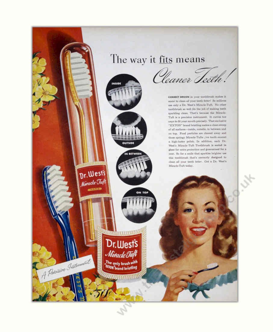 Miracle Tuft Toothbrushes Vintage Retro Advert Poster A4 Photo Print