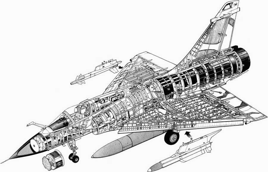 Mirage 2000 cutaway A4 Photo Print