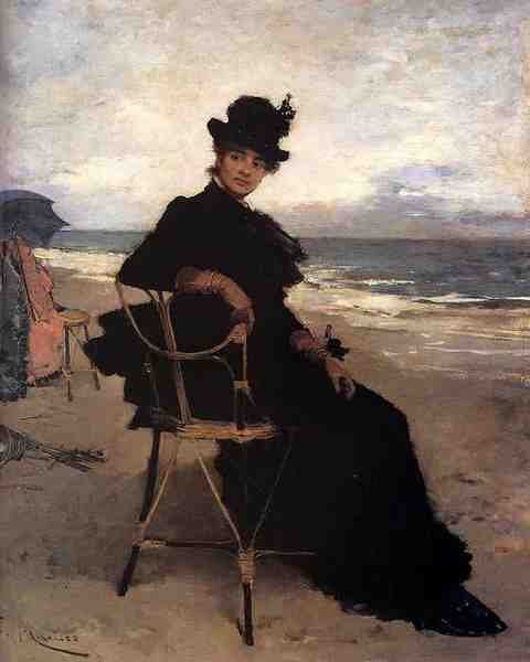 Miralles Francisco A Lady Seated On A Veranda A4 Photo Print