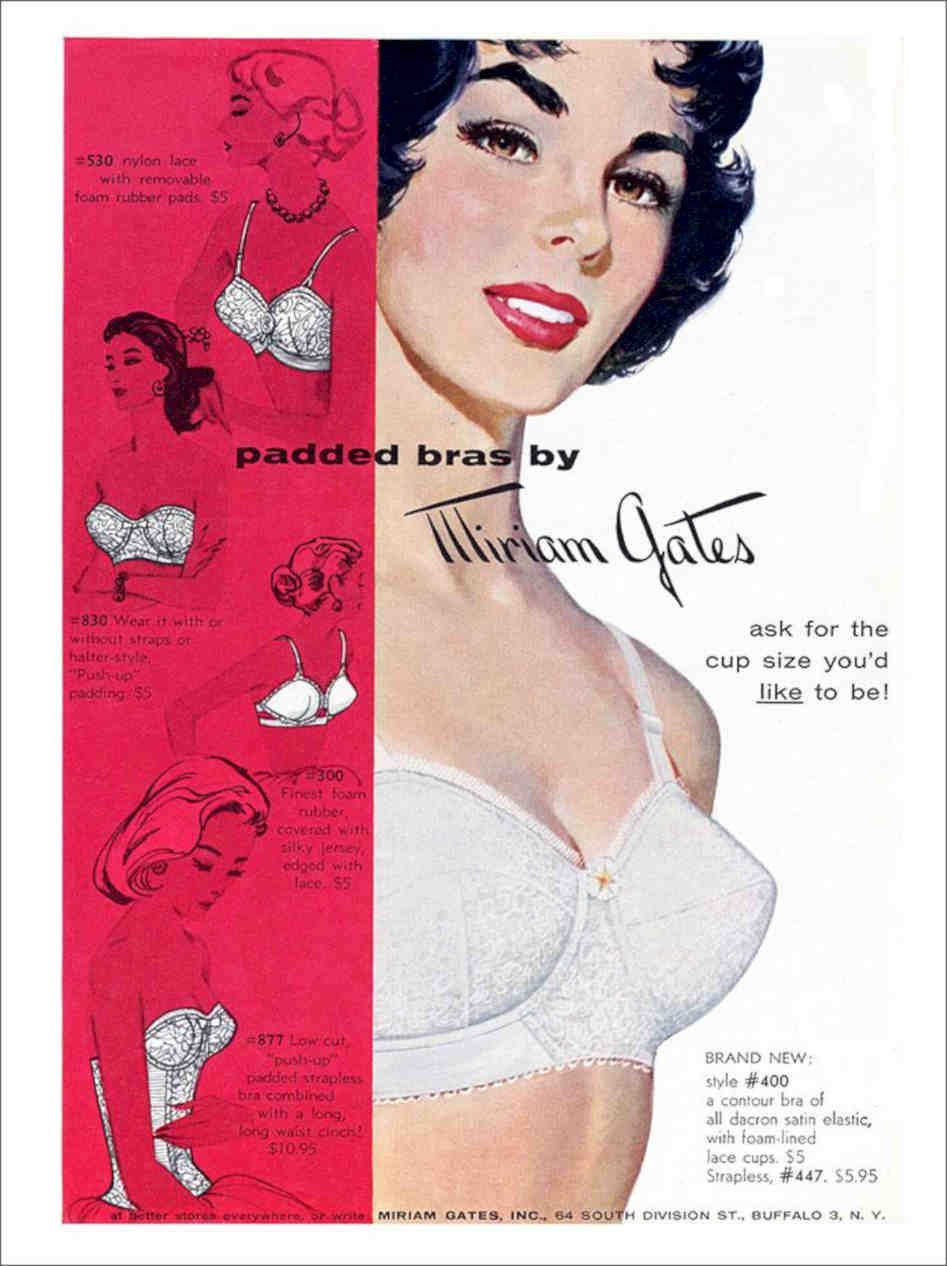 Miriam Gates Padded Bras 1950s Vintage Retro Advert Poster A4 Photo Print