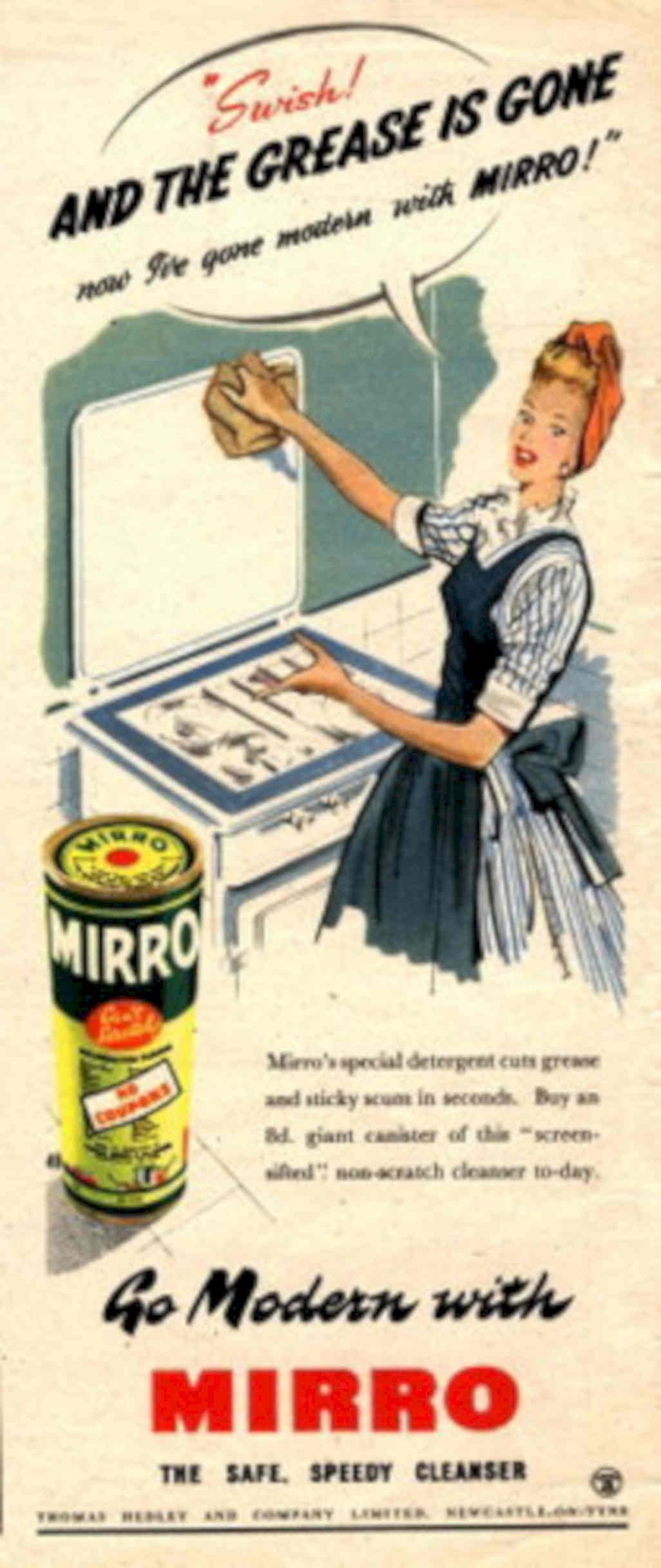 Mirro Cleaner Oven 1940s Vintage Retro Advert Poster
