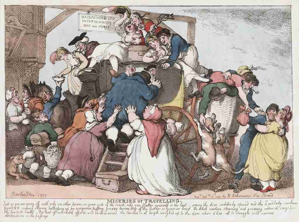 Miseriesof Travelling 1807 Cartoon Joke 001 Vintage A4 Photo Print