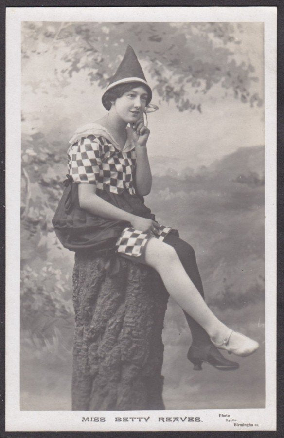 Miss Betty Reaves Dressed As A Clown Sits On Tree Stump Vintage A4 Photo Print
