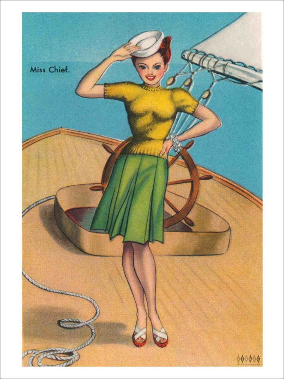Miss Chief Yacht Pin Up Girl Vintage Retro Advert Poster A4 Photo Print