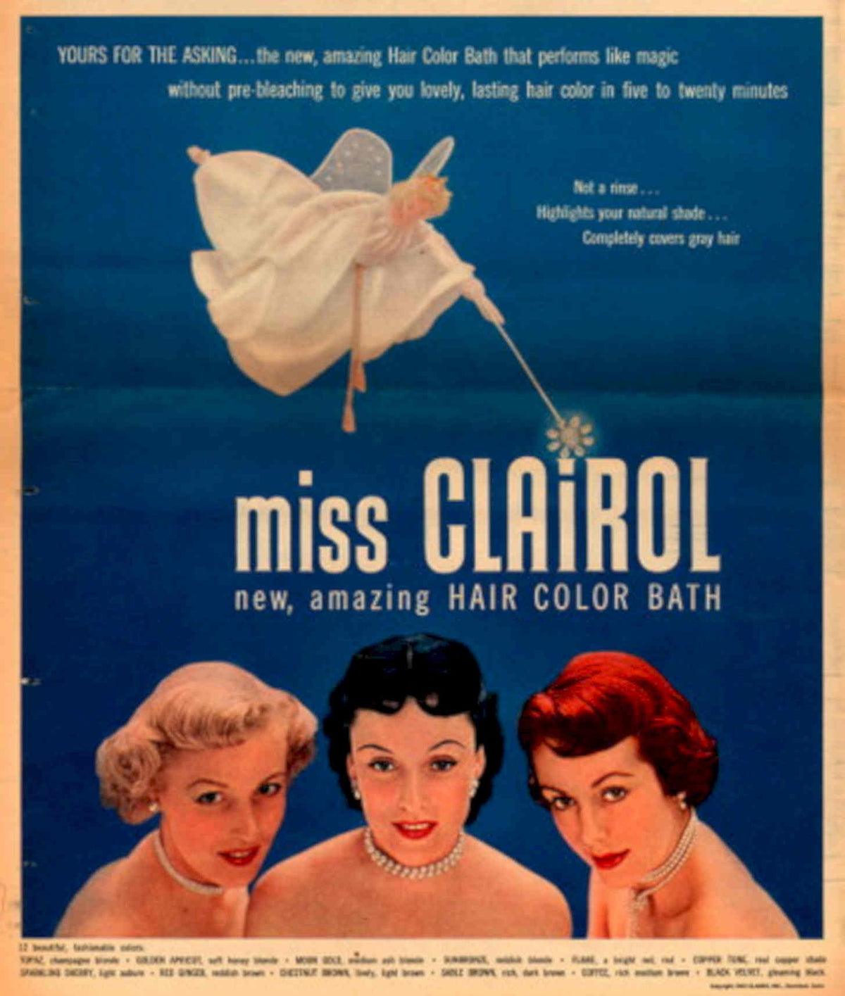 Miss Clairol Hair 1950s Vintage Retro Advert Poster