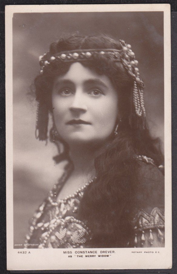 Miss Constance Drever As The Merry Widow Jewelled Head Band Vintage A4 Photo Print