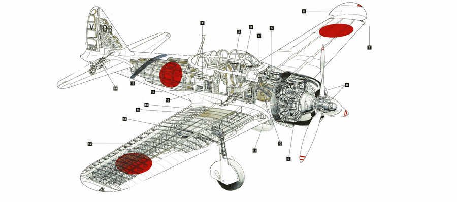 Mitsubishi A6M Zero cutaway A4 Photo Print