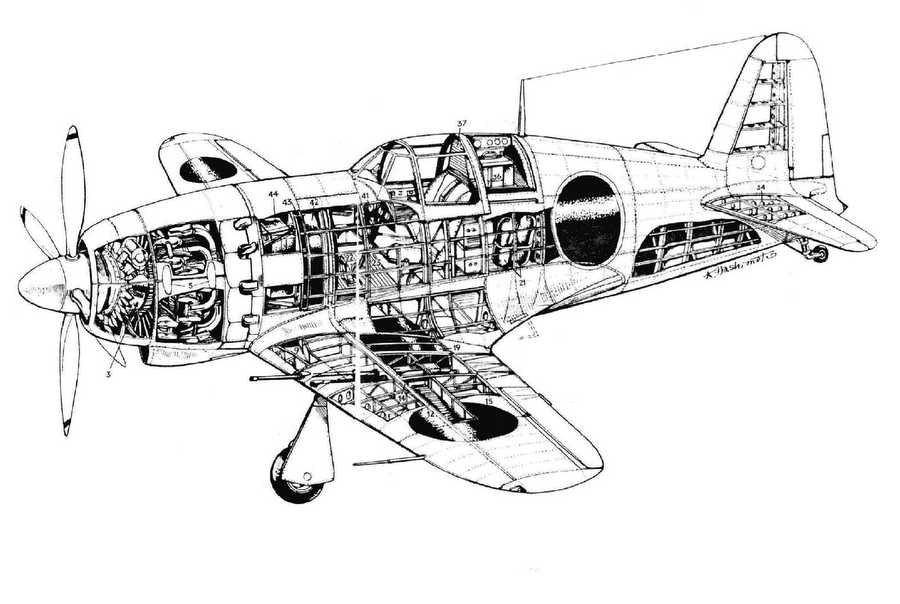 Mitsubishi J2M Raiden cutaway A4 Photo Print