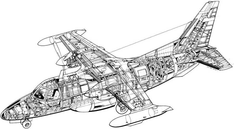 Mitsubishi MU 2 cutaway A4 Photo Print