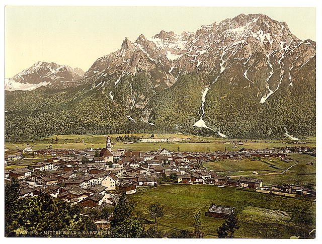 Mittenwald and Carwende Upper Bavaria Vintage A4 Photo Print