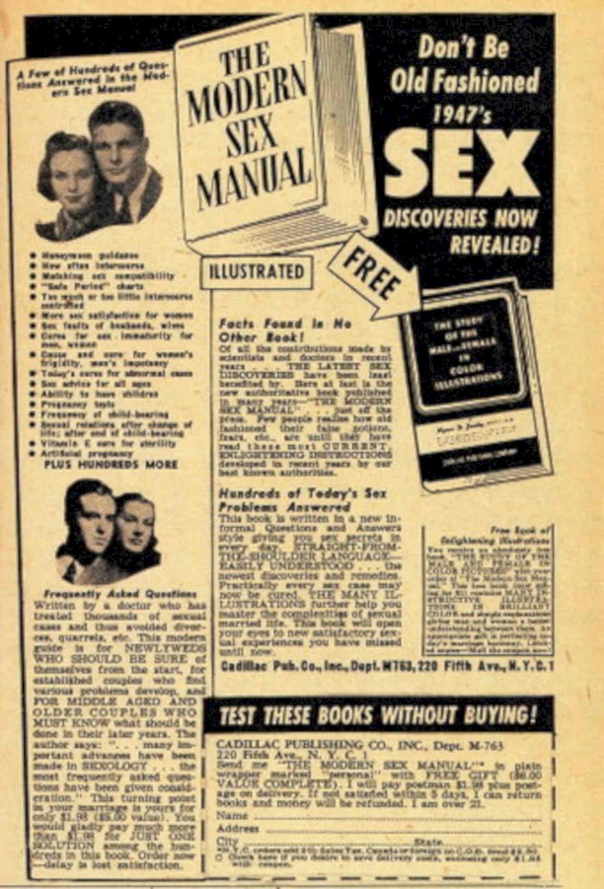 Modern Sex Manual 1950s Vintage Retro Advert Poster
