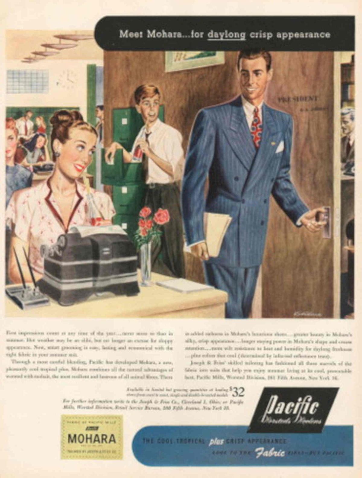 Mohara Office Woolrich 1940s Vintage Retro Advert Poster