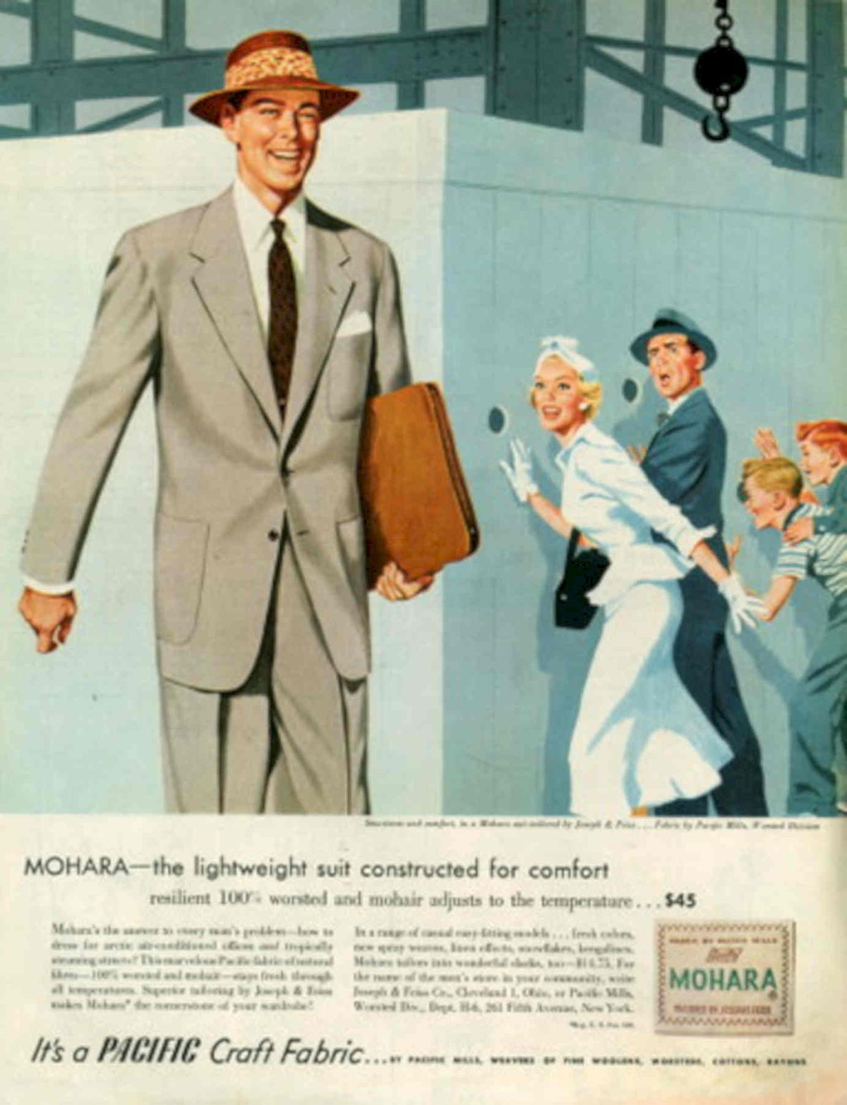 Mohara Suit Warehouse 1950s Vintage Retro Advert Poster