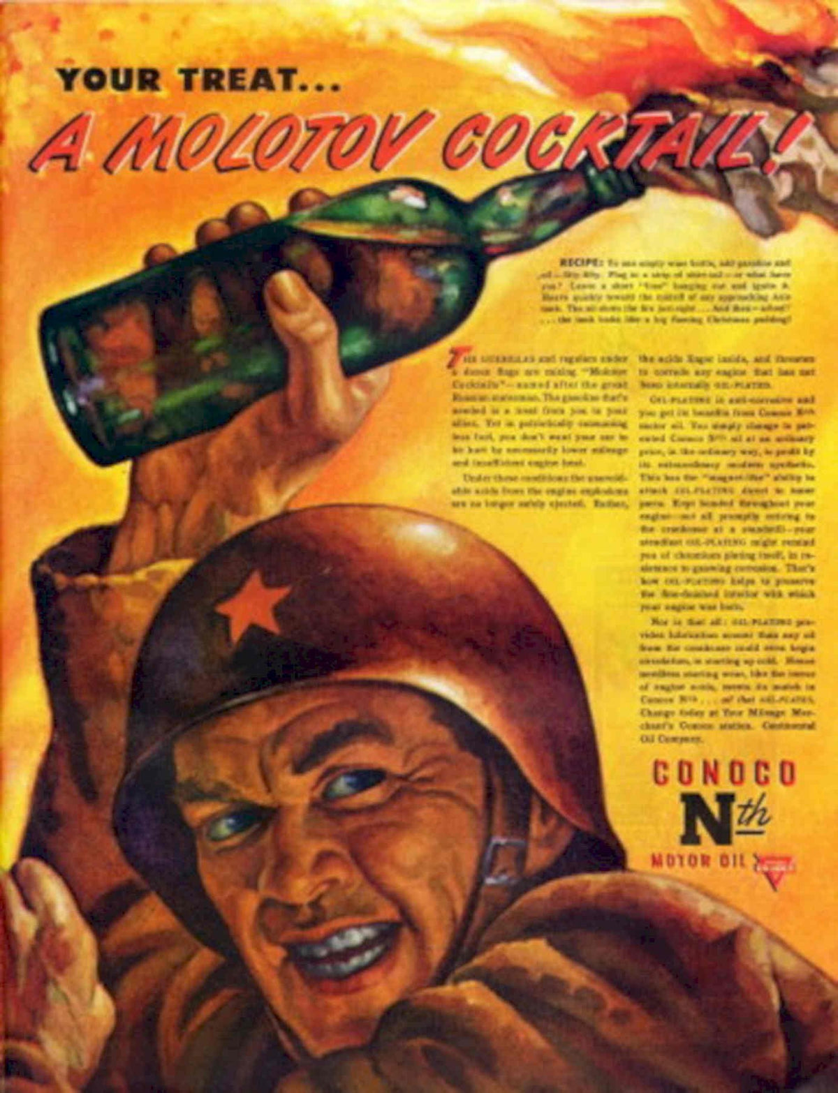 Molotov Soldier Cocktail 1940s Vintage Retro Advert Poster