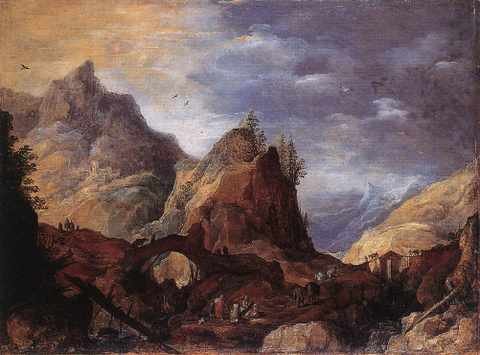 Momper Joos De Mountain Scene With Bridges A4 Photo Print