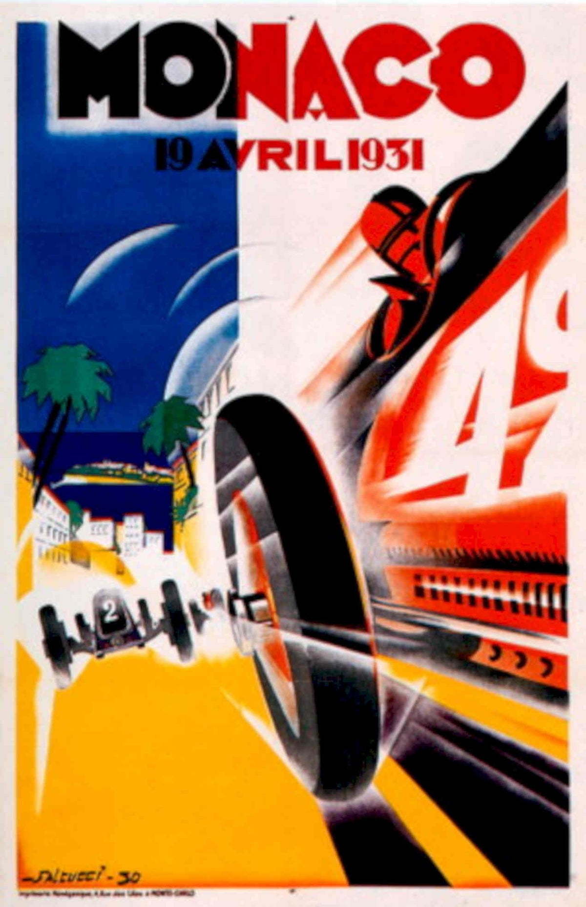 Monaco Grand Prix 4 1930s Vintage Retro Advert Poster