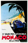 Monaco Grand Prix 5 1930s Vintage Retro Advert Poster