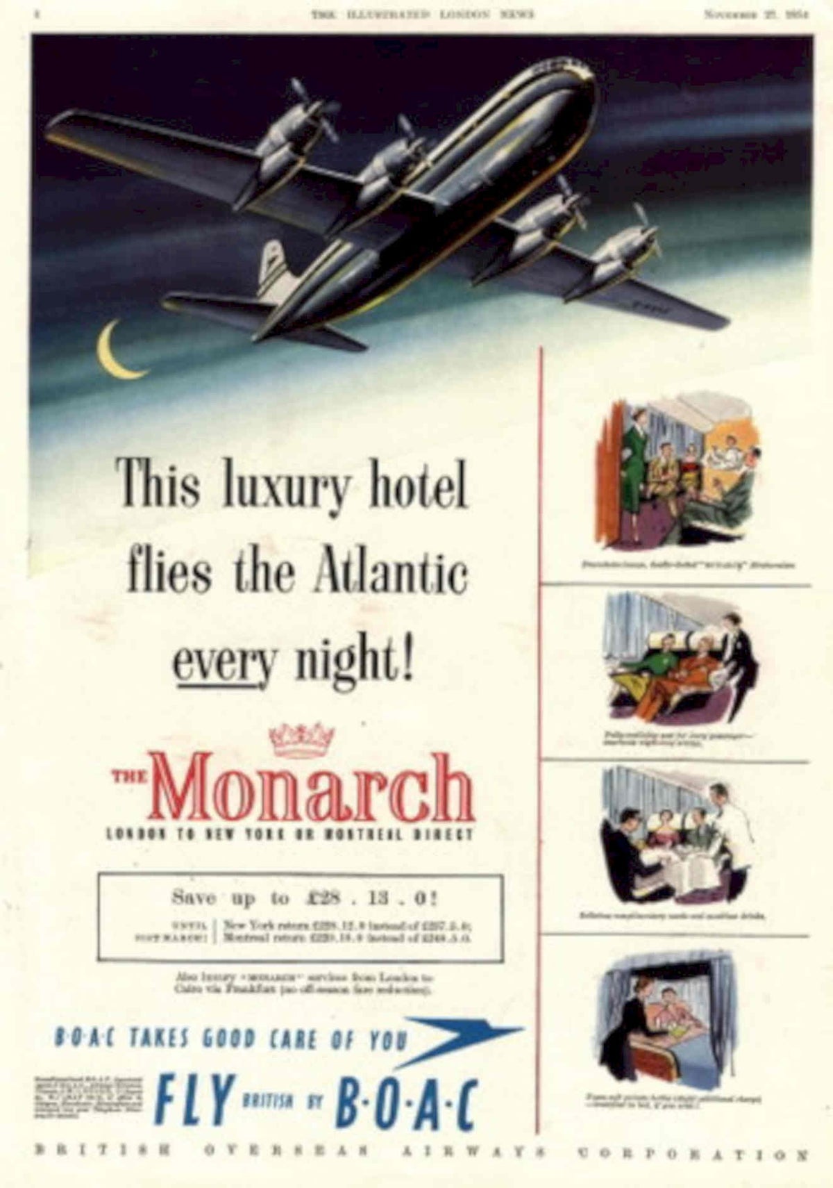 Monarch Flight 1938 1950s Vintage Retro Advert Poster