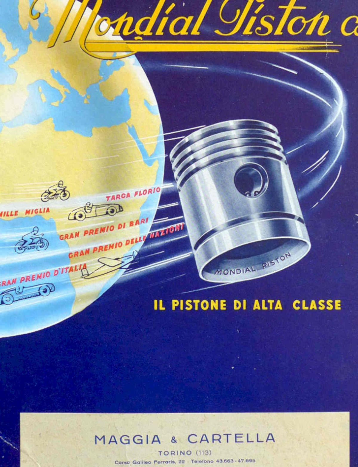 Mondial Piston Flyer Vintage Retro Advert Poster A4 Photo Print